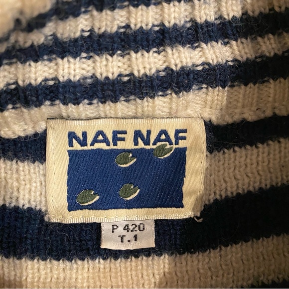 Vintage Naf Naf Wool Blend Embroidered Striped Sweater 🐑 - Picture 6 of 10